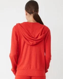 MONROW Supersoft Zip Up Hoody FLARERED Hot